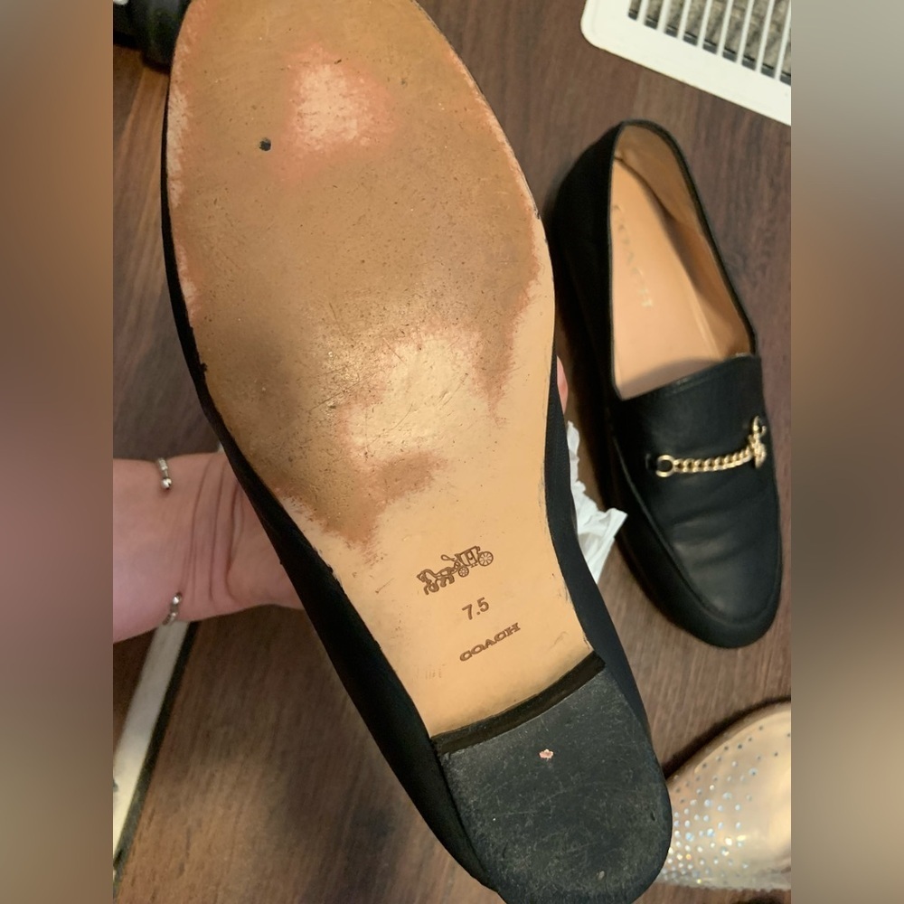 Hanna coach lambs leather loafers logo chain fall black casual classic $280 - Picture 9 of 10